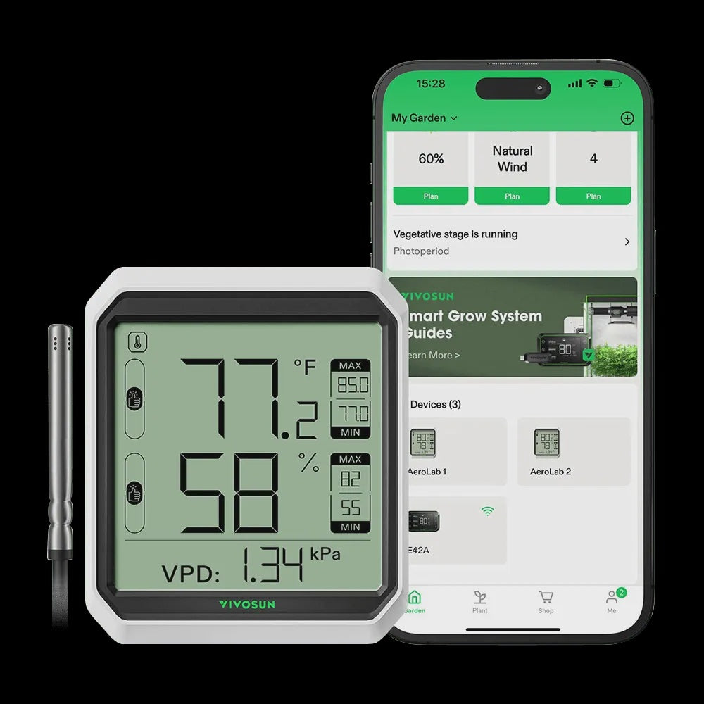 Vivosun aerolab bluetooth hygrometer thermometer & external sensor