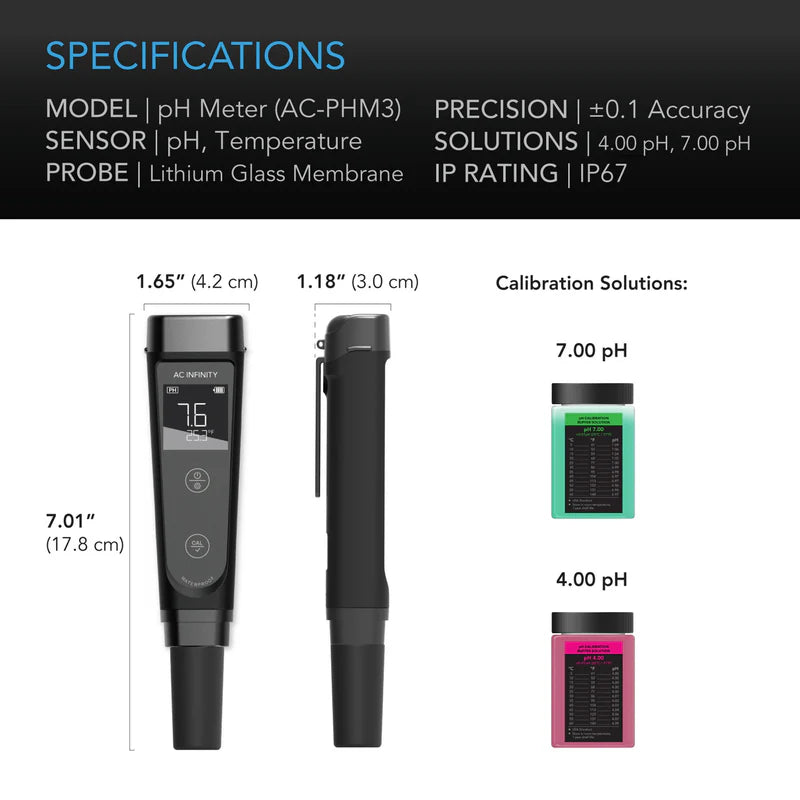 AC Infinity PH Meter Kit / PH Pen Tester for Water